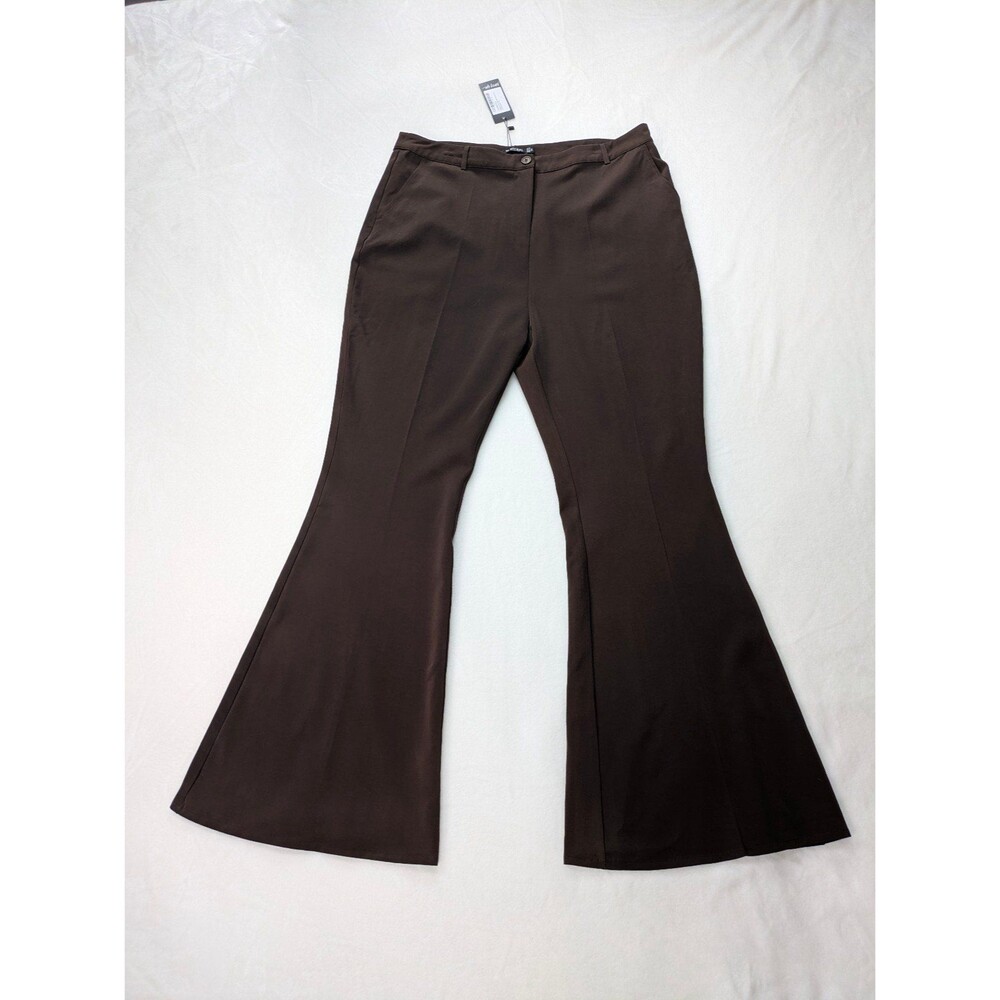 NWT Nasty Gal Tailored High Waisted Flared Pants Chocolate Brown Size 14